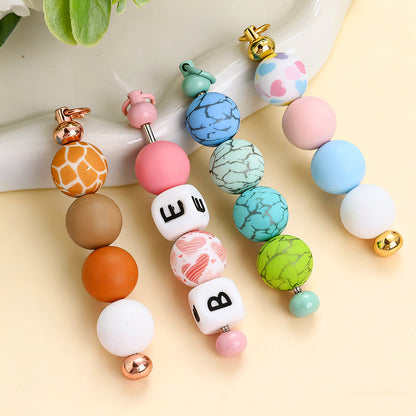 Metal Blank Bar Beadable Keychain Set