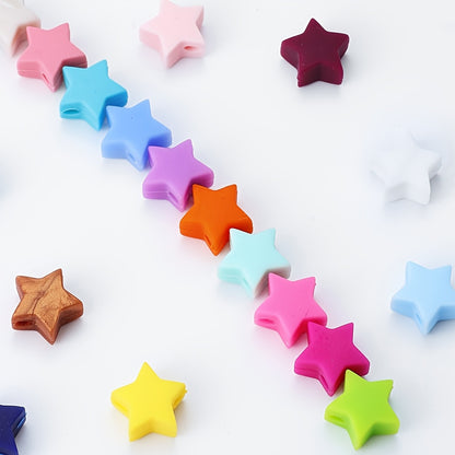 10pcs/set Multicolor Star Silicone Focal Beads