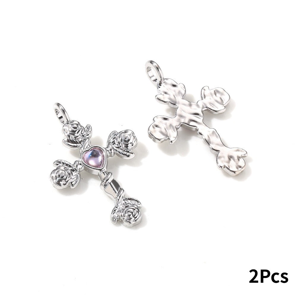 Y2K Rhinestone Cross Alloy Pendants