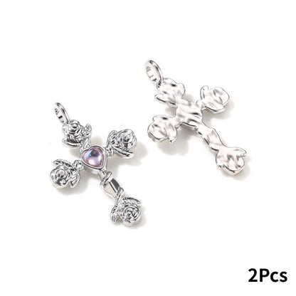Y2K Rhinestone Cross Alloy Pendants
