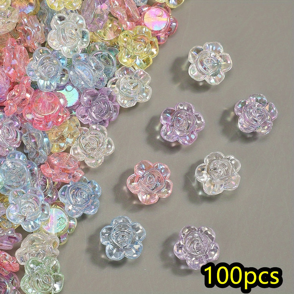 100pcs 12mm Translucent Rose Acrylic Beads