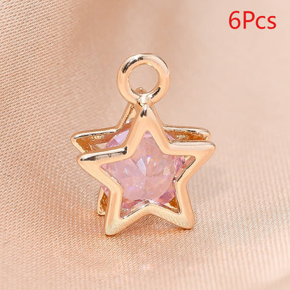 Rhinestone Star Copper Charms