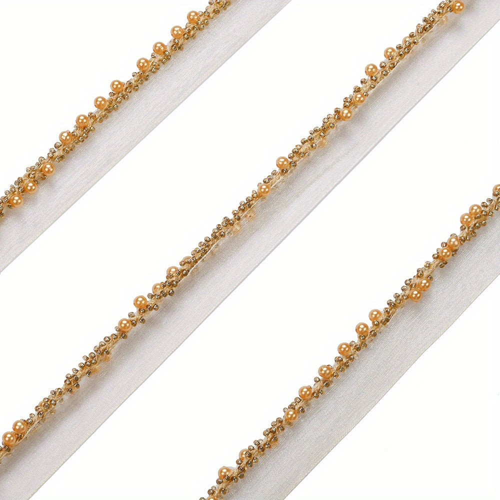 85cm 2cm Shiny Tiny Beads Lace Trim Ribbon