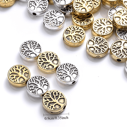 30pcs 9mm Tree of Life Charm Small Hole Beads