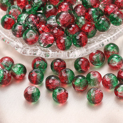 Red Green Gradient Crystal Round Beads