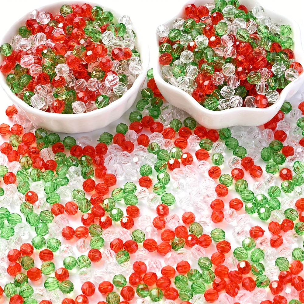 2000pcs Christmas Style Faceted Acrylic Beads