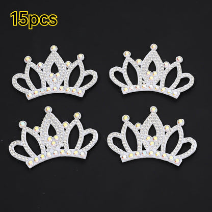 15-Piece White Padded Crown Rhinestone Patches