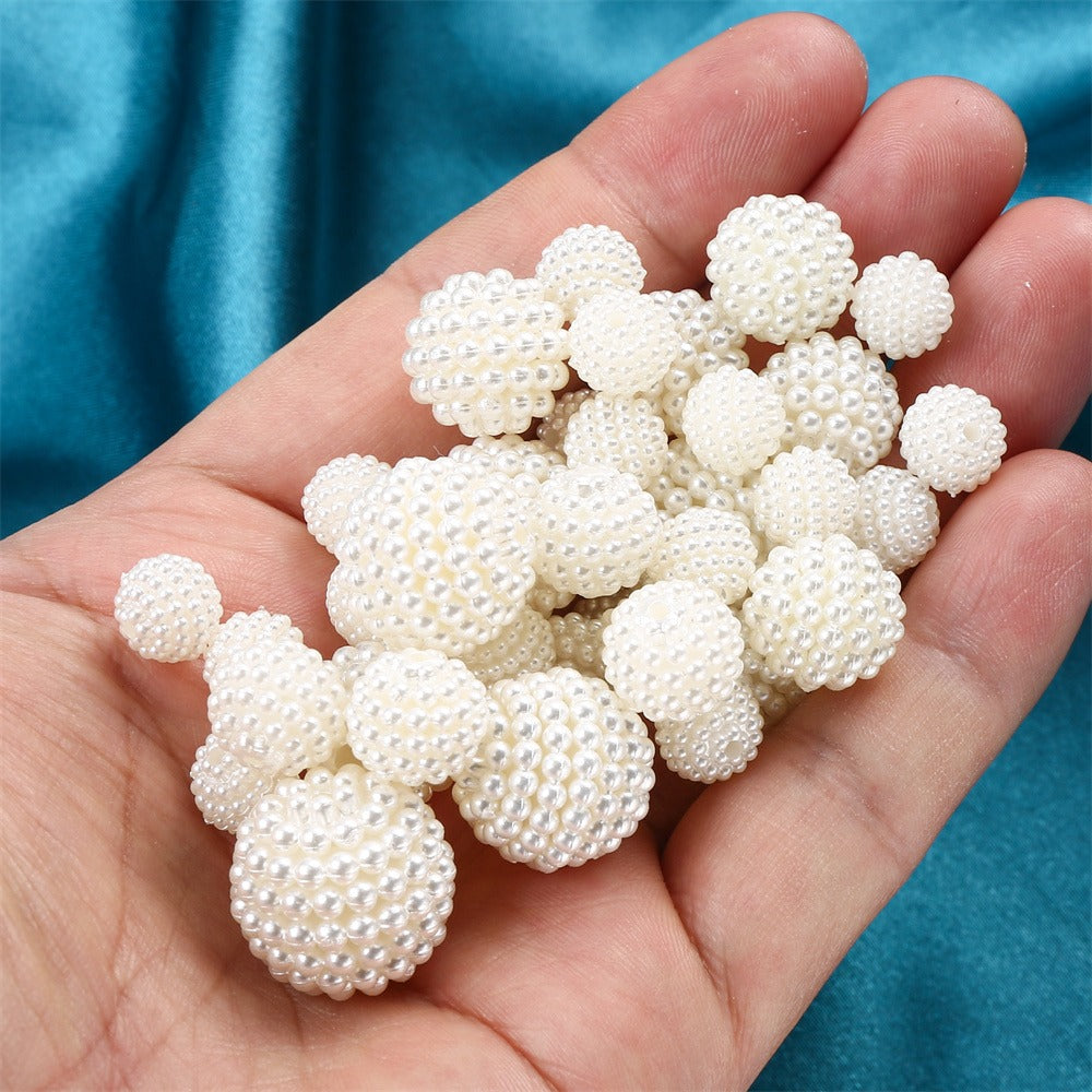 Beige Textured Berry Acrylic Beads