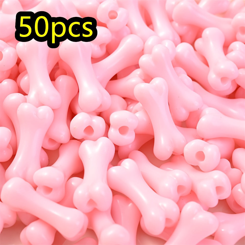50pcs/set 9x20mm Colorful Bone-Shaped Acrylic Beads