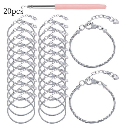 20PCS Snake Chain Charm Bracelet Set with Bracelet Tool
