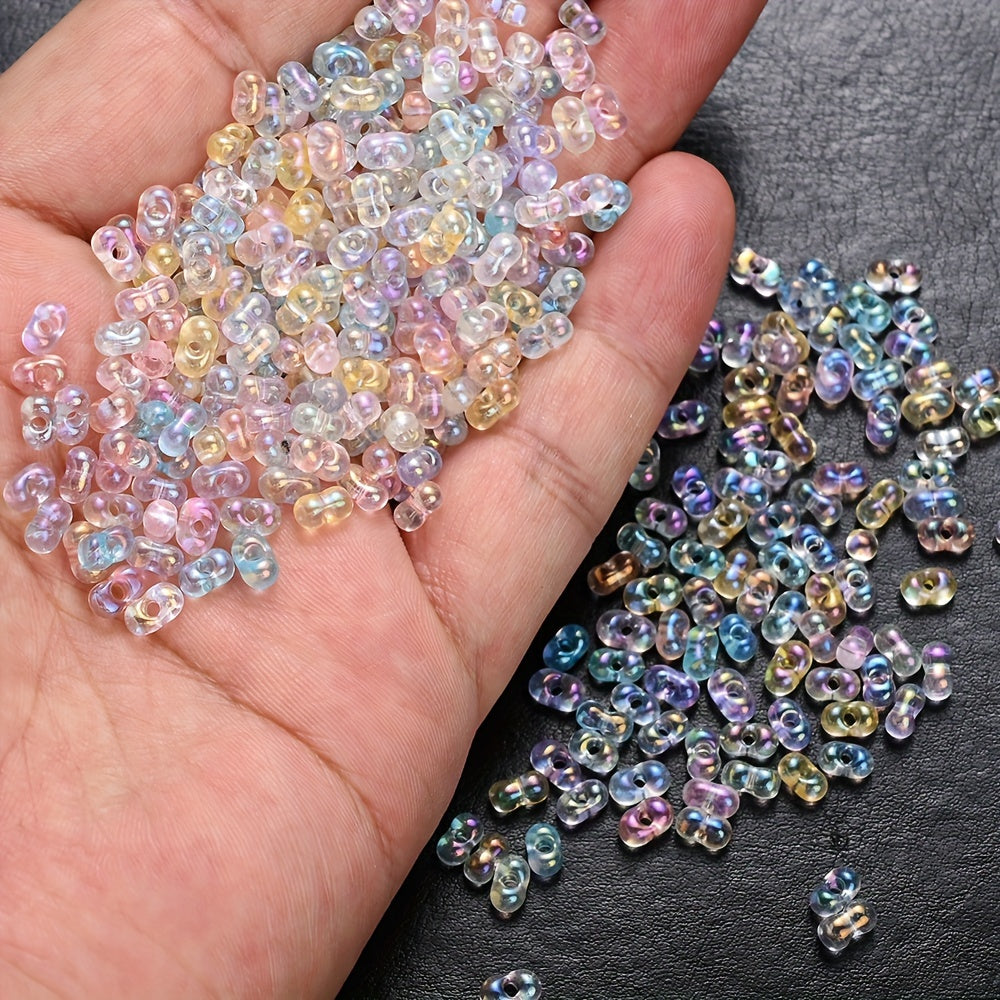 Rainbow Glass Rice Spacer Beads