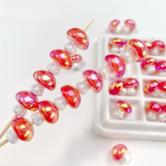 Red Mushroom Acrylic Beads