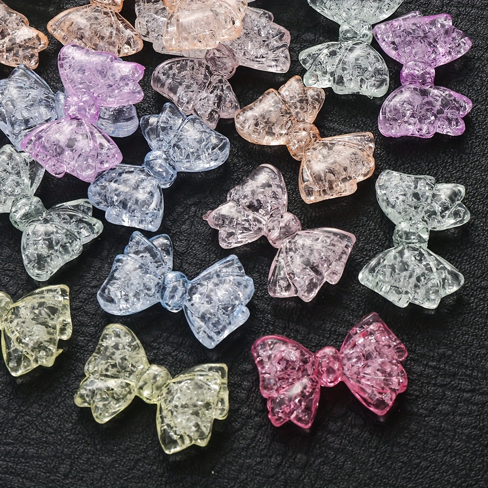 10PCS 21×29mm Sparkling Bow Acrylic Bead Set