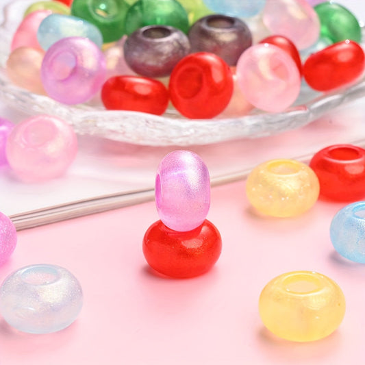 Fine Glitter Large Hole Acrylic Beads