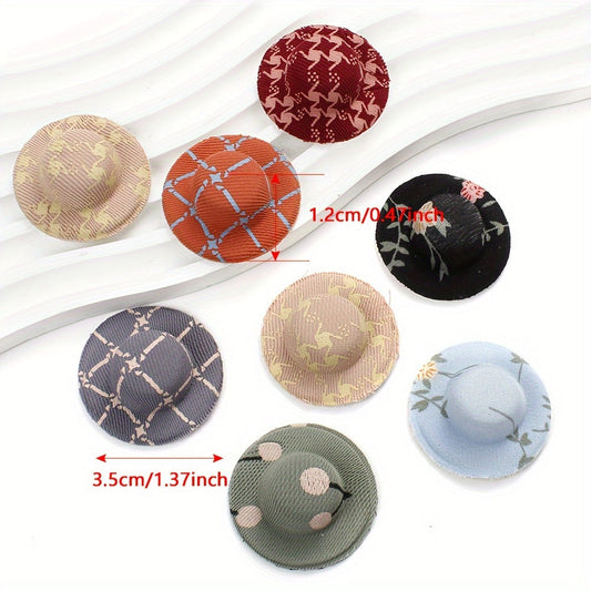 10PCS Vintage Printed Mini Top Hat Set