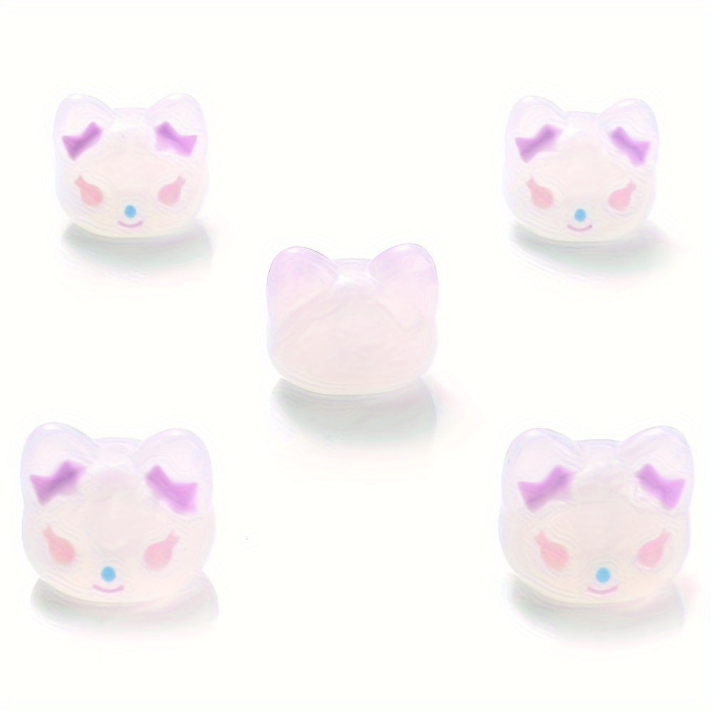5PCS 17×19mm Luminous Owl Head Acrylic Bead Set