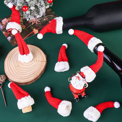 10PCS Mini Christmas Hat & Scarf Bottle Decoration Set