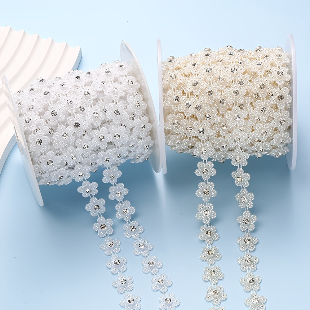 1PC 13mm × 1m White Flower Acrylic Decorative Strip