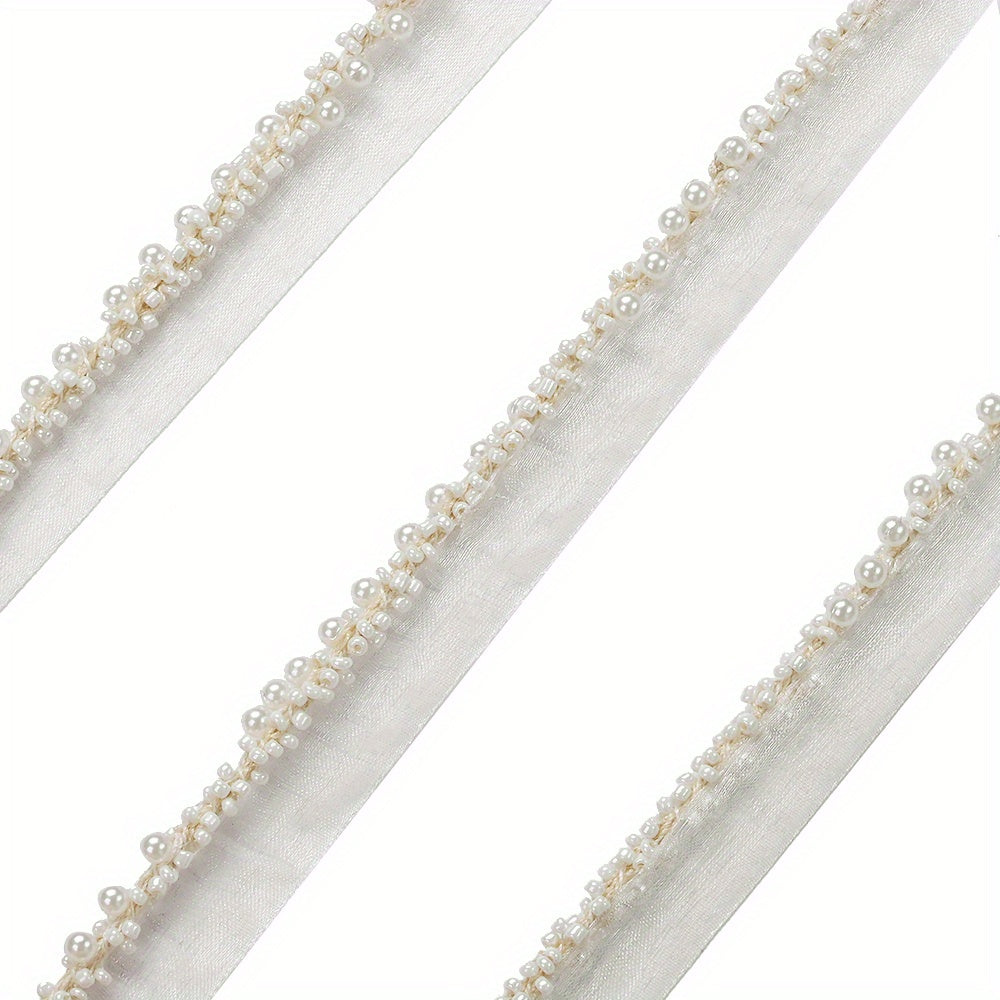 85cm 2cm Shiny Tiny Beads Lace Trim Ribbon