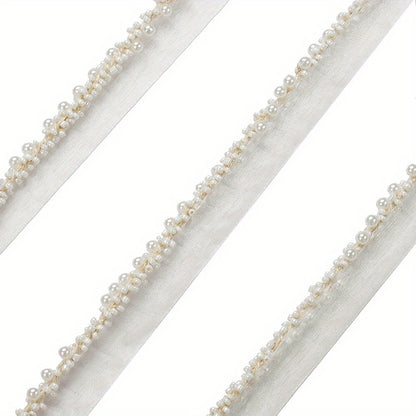 85cm 2cm Shiny Tiny Beads Lace Trim Ribbon