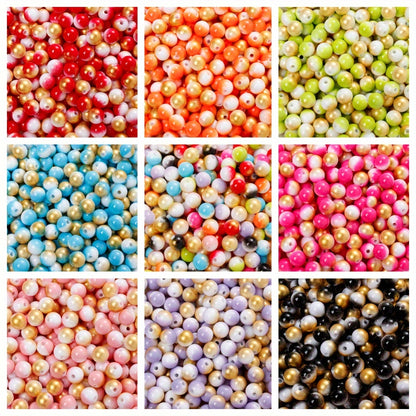 100/200pcs 6/8mm Gradient Acrylic Round Beads