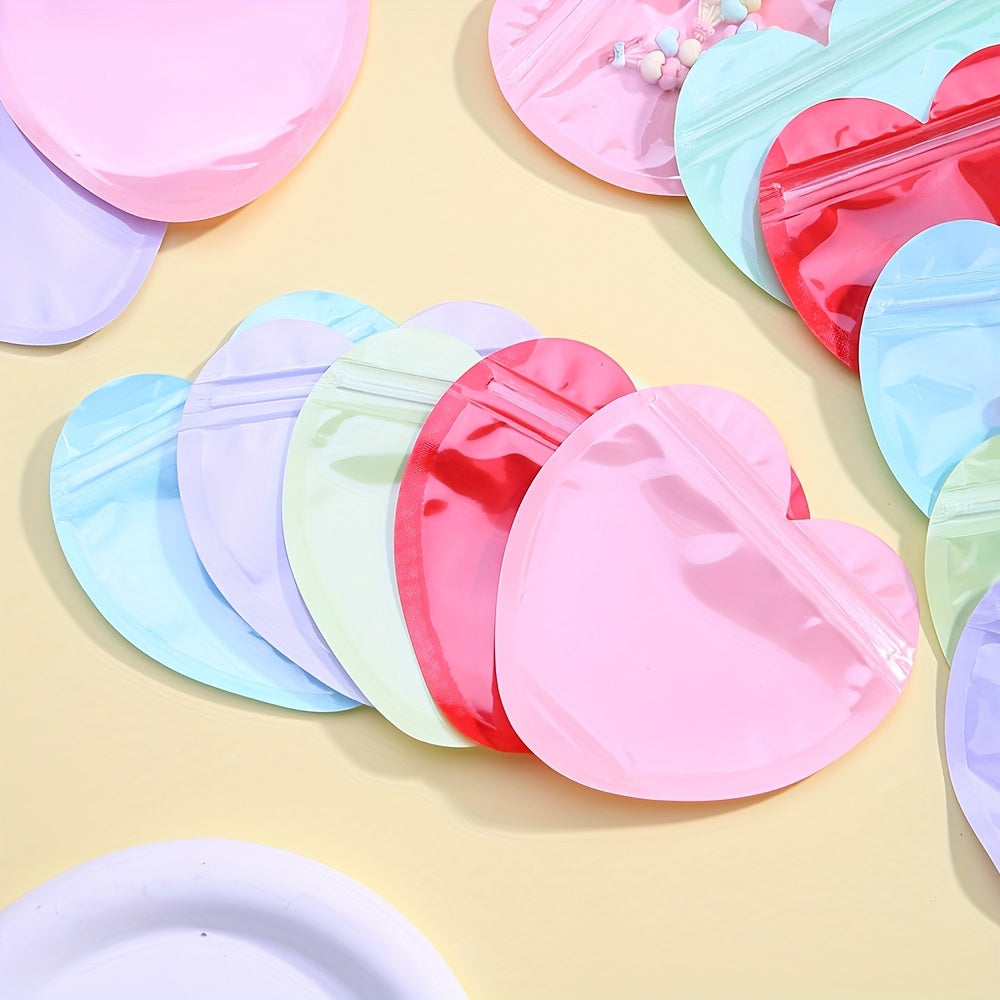 10PCS 3.94-Inch Heart-Shaped Transparent Jewelry Gift Bags