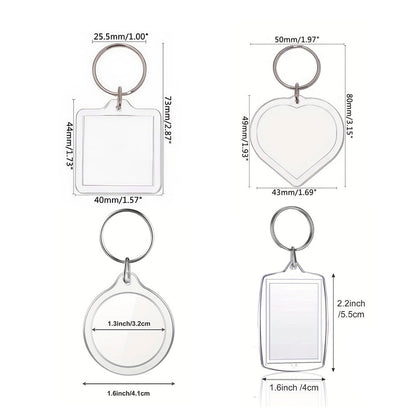 20pcs Blank Photo Frame Keychains Set Acrylic Clear Double-Sided Photo