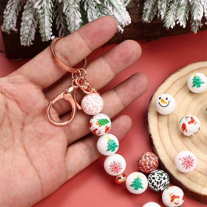 5pcs 15mm Christmas Silicone Round Beads