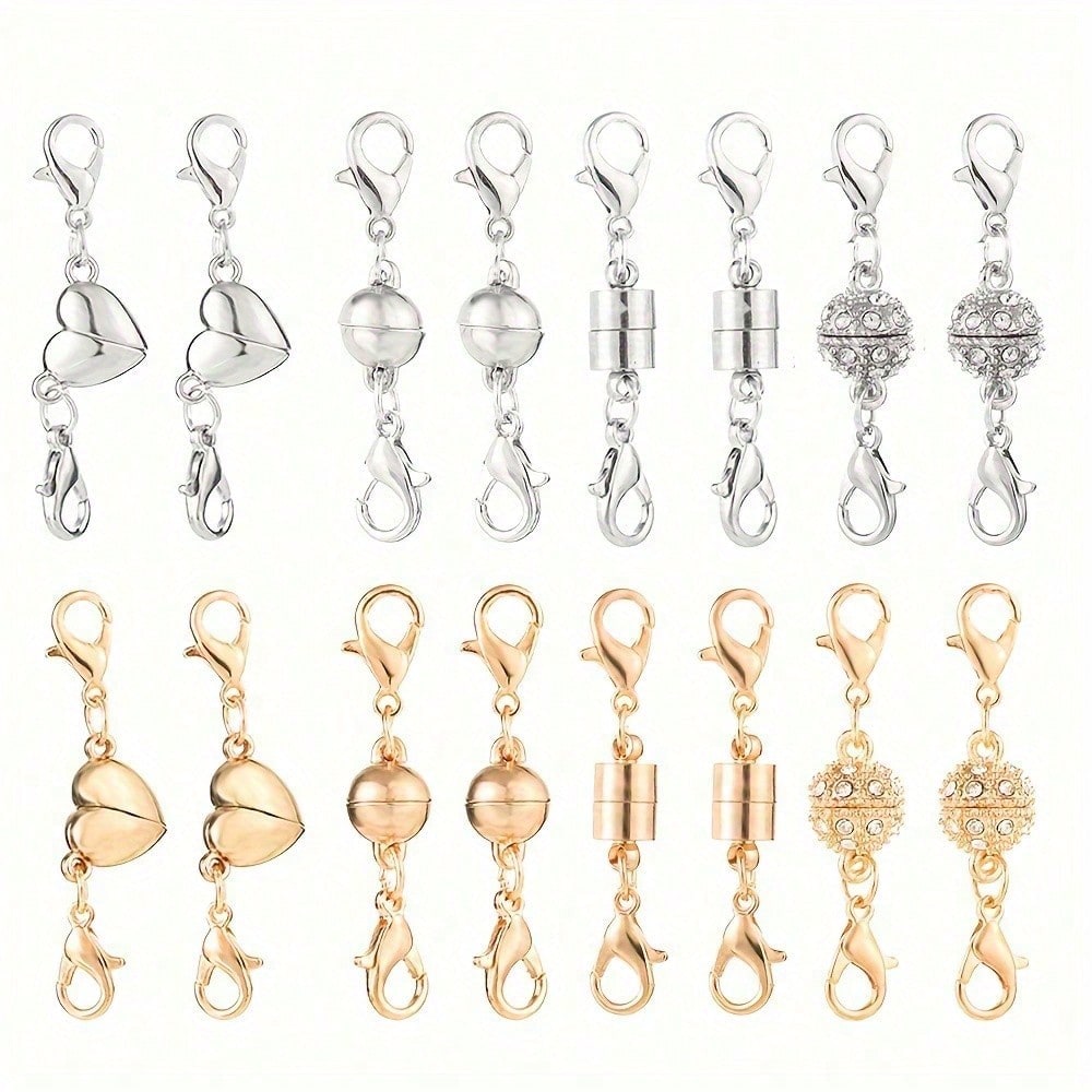 16-Piece Gold & Silver Magnetic Jewelry Clasps