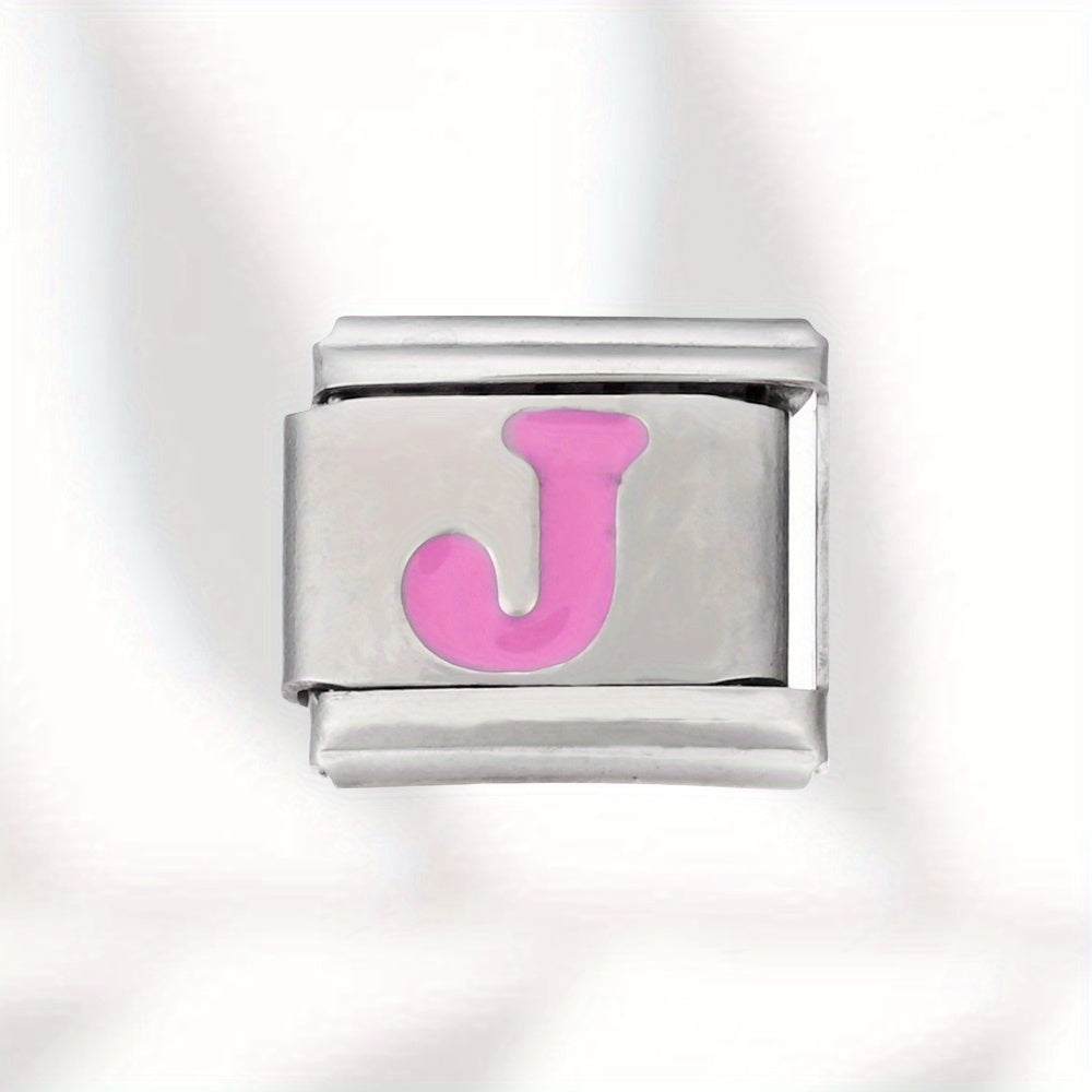 Pink Letter Stainless Steel Bead