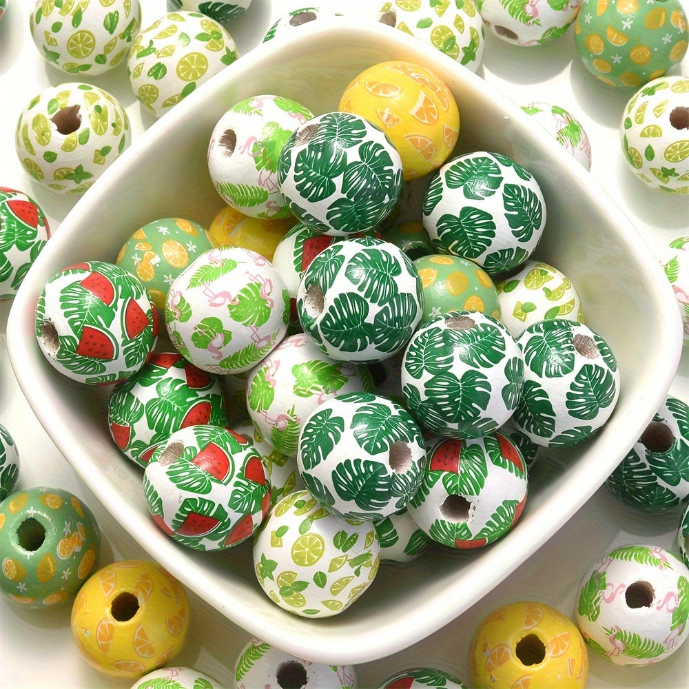 10PCS 16mm Green Round Wooden Bead Set