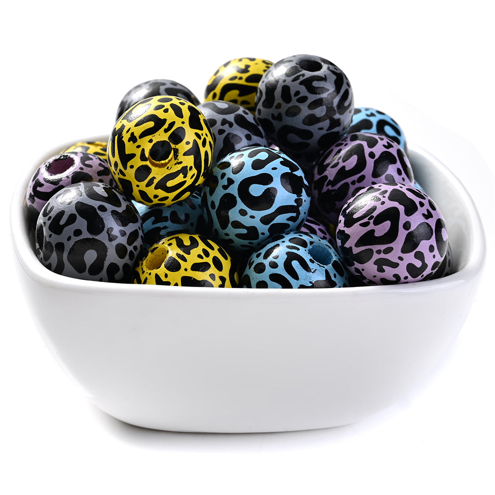 Leopard Print Wooden Spacer Beads
