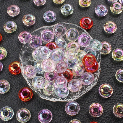 40pcs 9x15mm Random Mixed Color European Style Acrylic AB Large Hole Beads