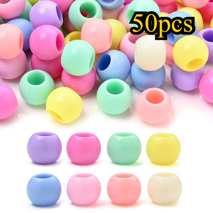 50pcs 9.5x12mm Colorful Acrylic Large Hole Beads