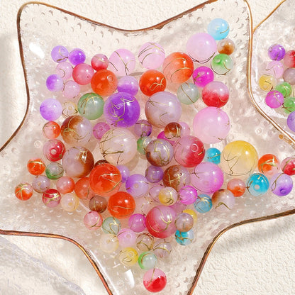 10/20/30/50/100pcs Gold Thread Pattern Acrylic Beads