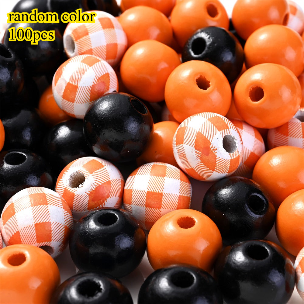 Halloween Buffalo Plaid Wooden Beads