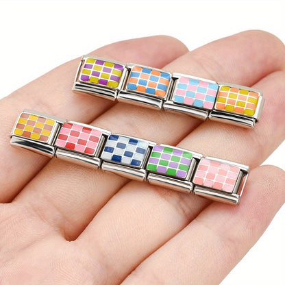 Checkerboard Stainless Steel Charm Module