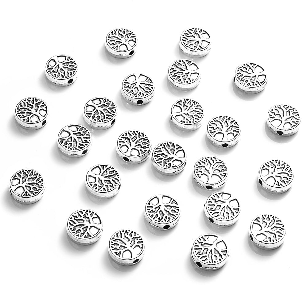 30pcs 9mm Tree of Life Charm Small Hole Beads