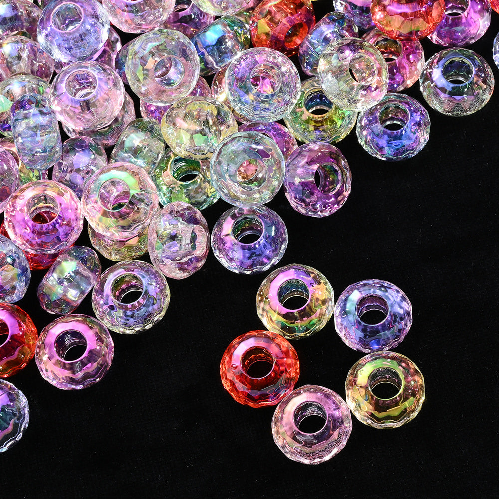 40pcs 9x15mm Random Mixed Color European Style Acrylic AB Large Hole Beads