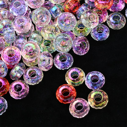 40pcs 9x15mm Random Mixed Color European Style Acrylic AB Large Hole Beads