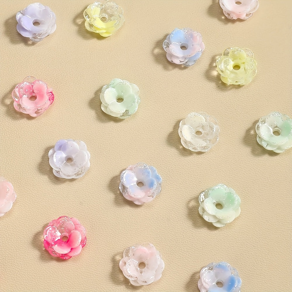 Gradient Glitter Flower Acrylic Beads
