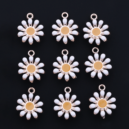 10PCS 9–16mm Yellow Enamel Honeybee Charm Set