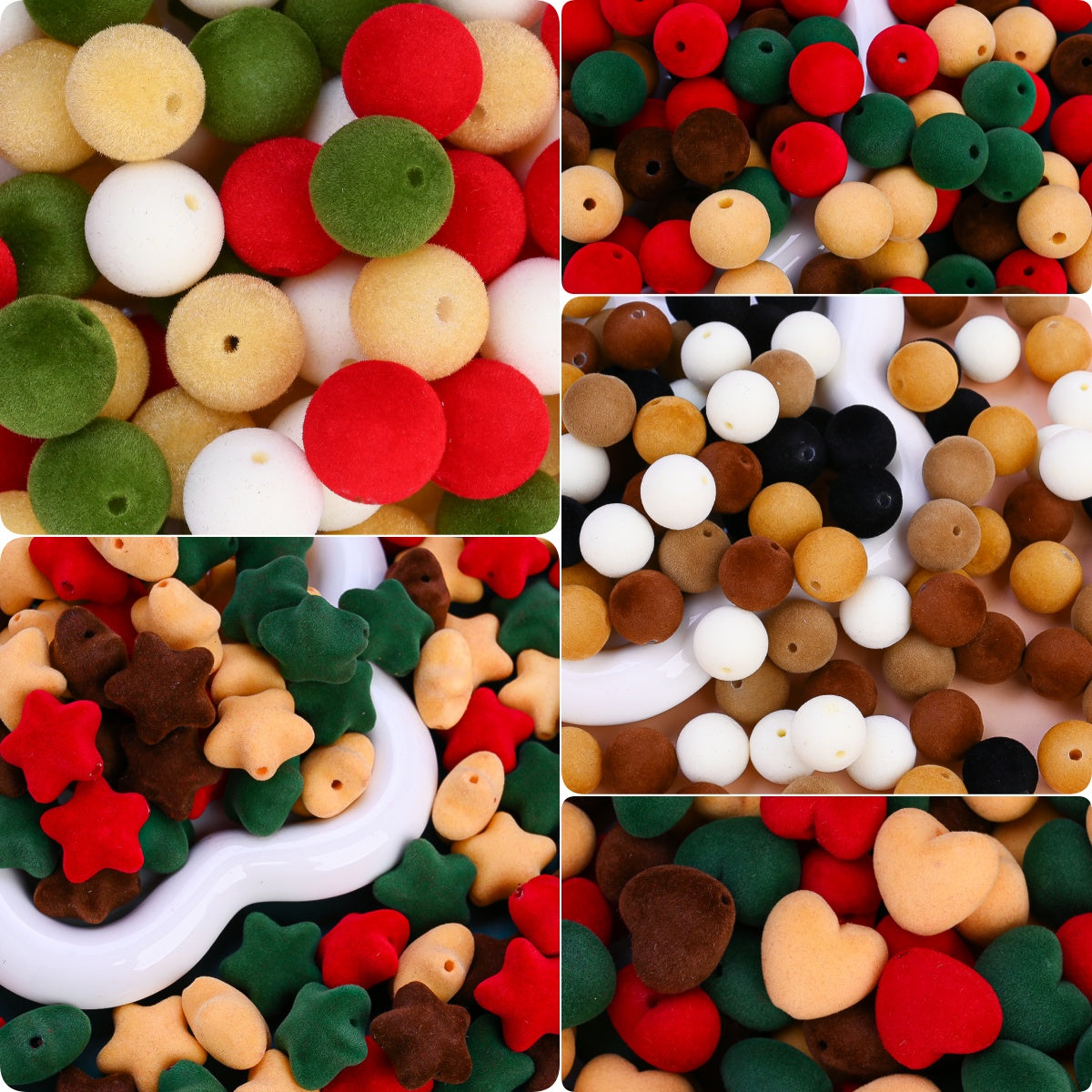 30/50pcs 16-22mm Flocked Acrylic Beads