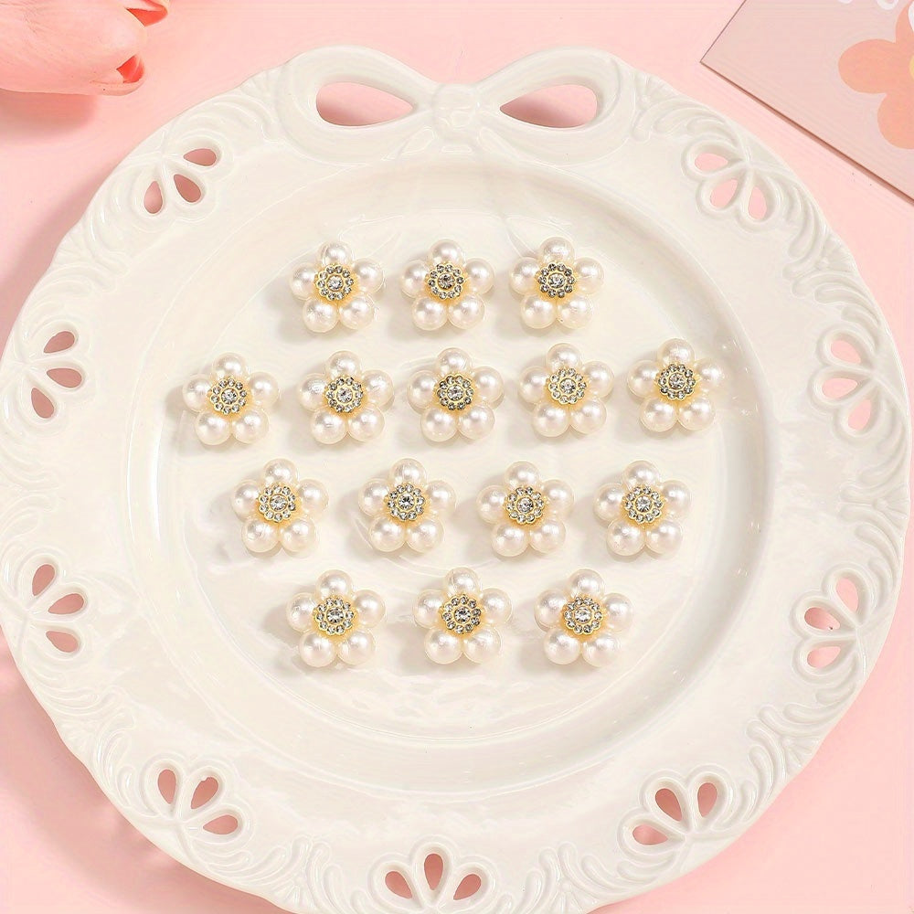 20pcs Acrylic Five Flower Rhinestone Decorative Beads