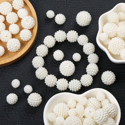 Beige Textured Berry Acrylic Beads