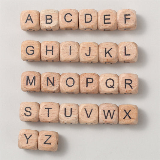 12 mm Wooden Square Letter Beads