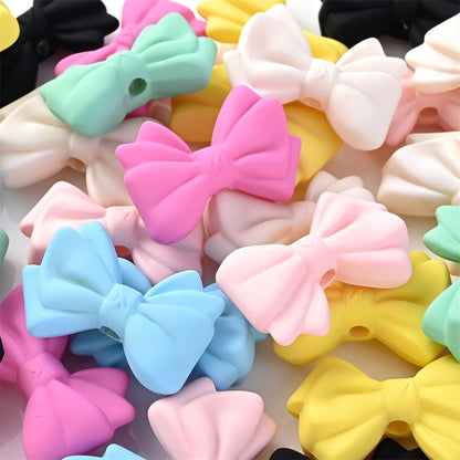 5pcs Acrylic Frosted Bow Tie Beads