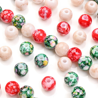 100PCS 8mm Christmas Cracked Acrylic Bead Set