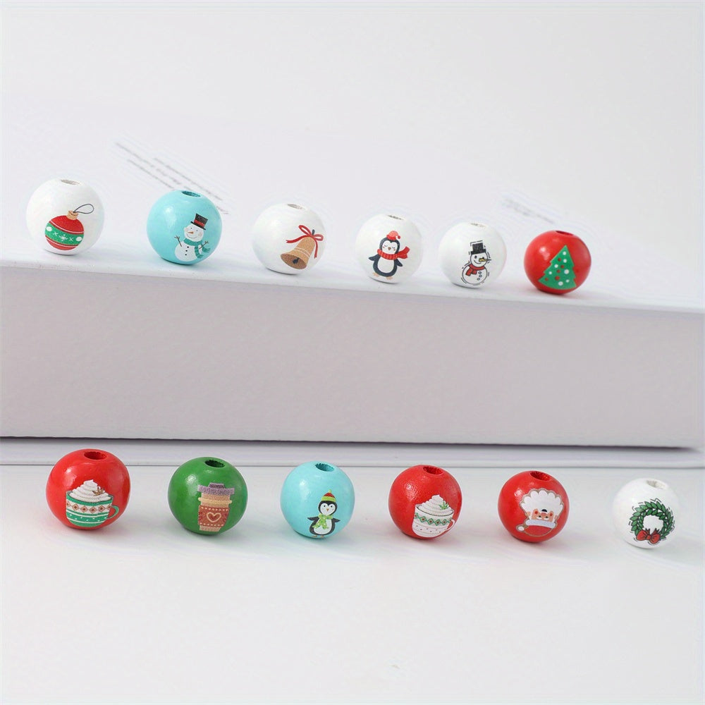 10pcs/set 16mm Christmas Wooden Beads
