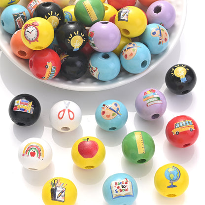 50/100pcs 16mm Colorful Round Punch Wooden Beads